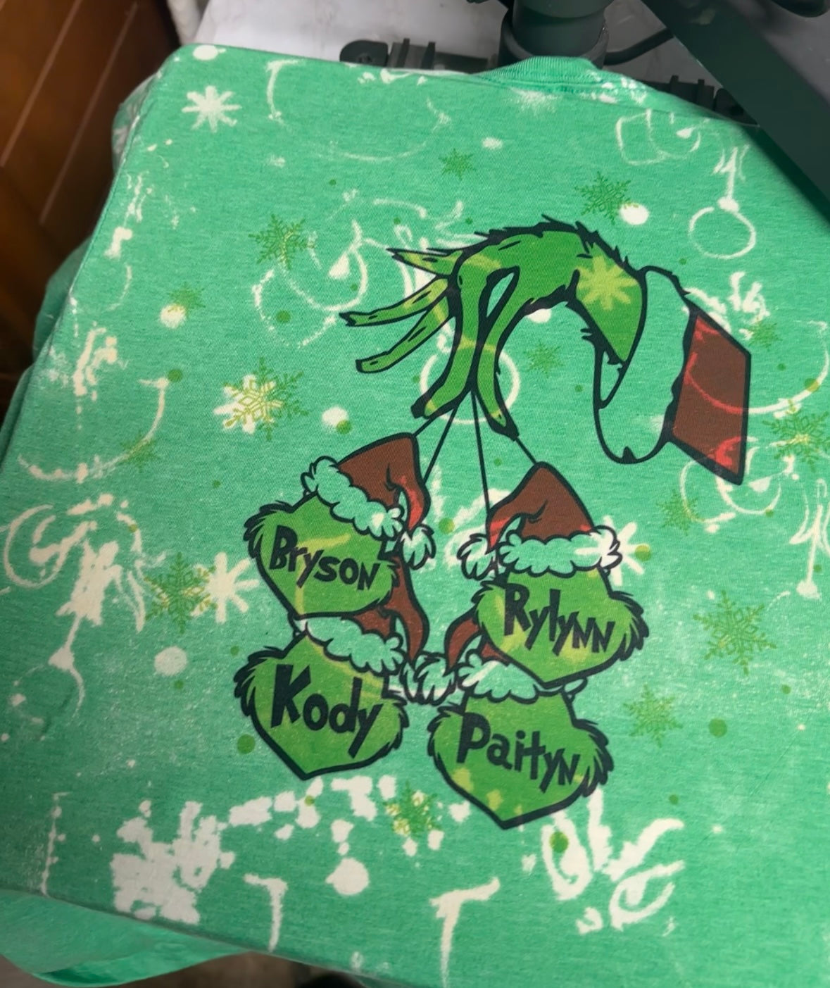 Personalized grinch bleached tee